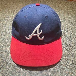 Atlanta Braves MLB adjustable baseball hat.  Blue red and white embroidered logo
